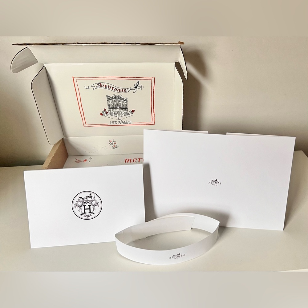 Authentic Hermes 2025 Shipping Box, Greeting Card, Envelope and Paper Sleeve